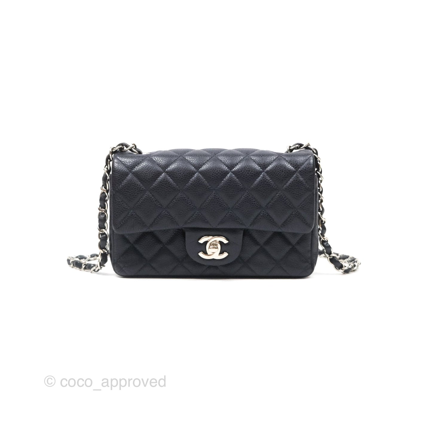 Chanel Mini Rectangular Quilted Dark Navy Caviar Silver Hardware