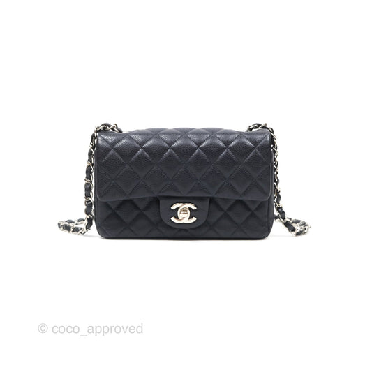 Chanel Mini Rectangular Quilted Dark Navy Caviar Silver Hardware