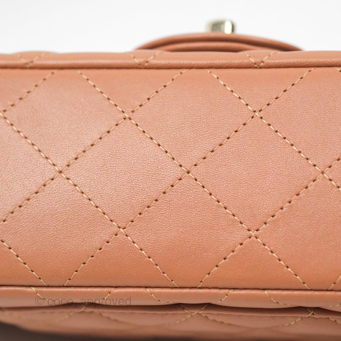 Chanel Quilted Mini Rectangular Flap Caramel Lambskin Gold Hardware
