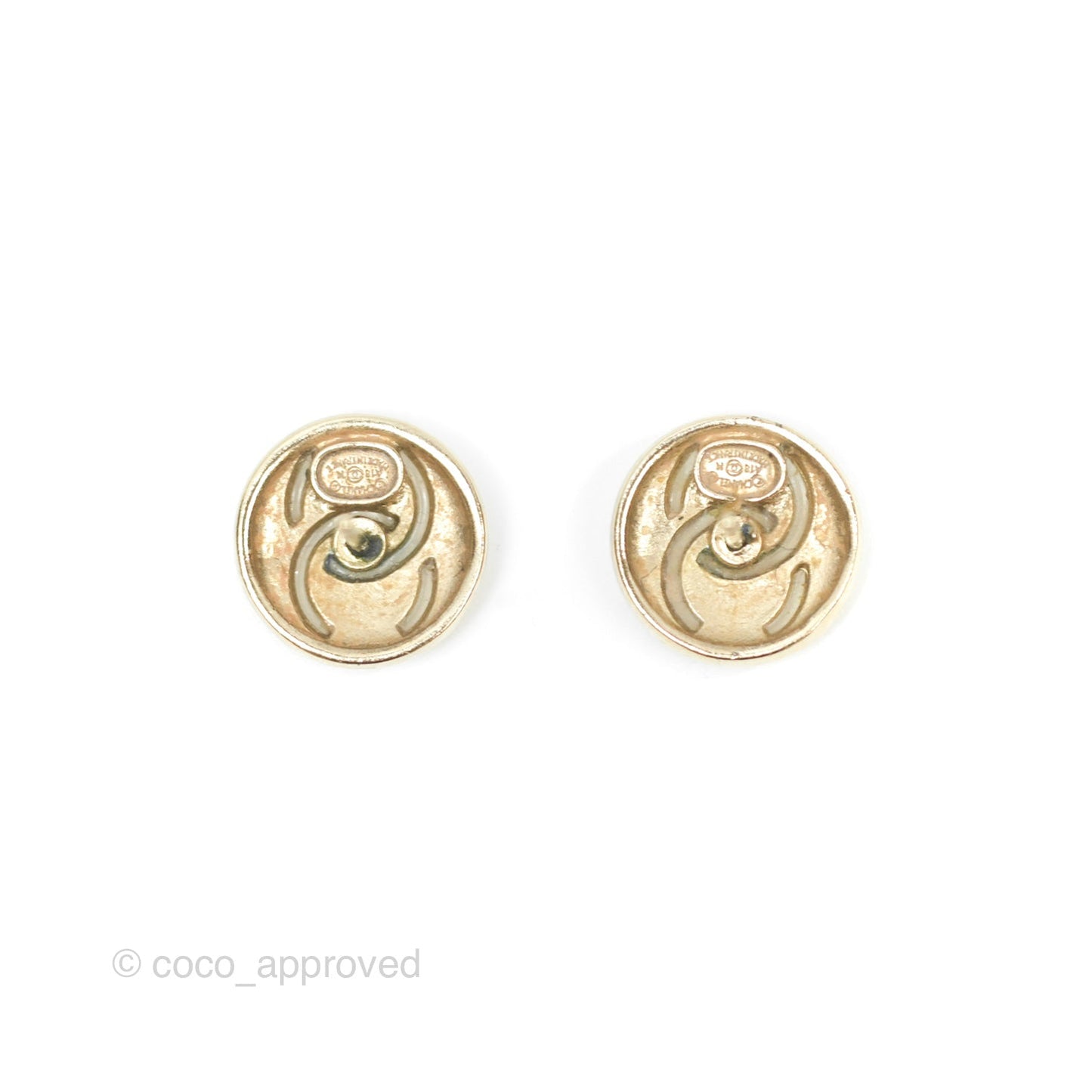 Chanel CC Round Earrings Gold Tone 18K