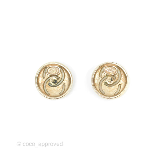 Chanel CC Round Earrings Gold Tone 18K