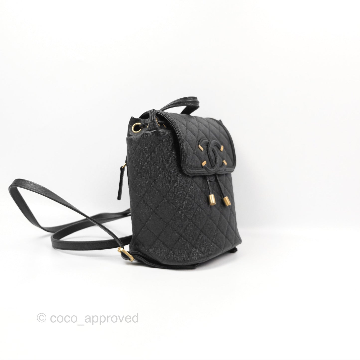 Chanel Small Quilted Filigree Backpack Black Caviar