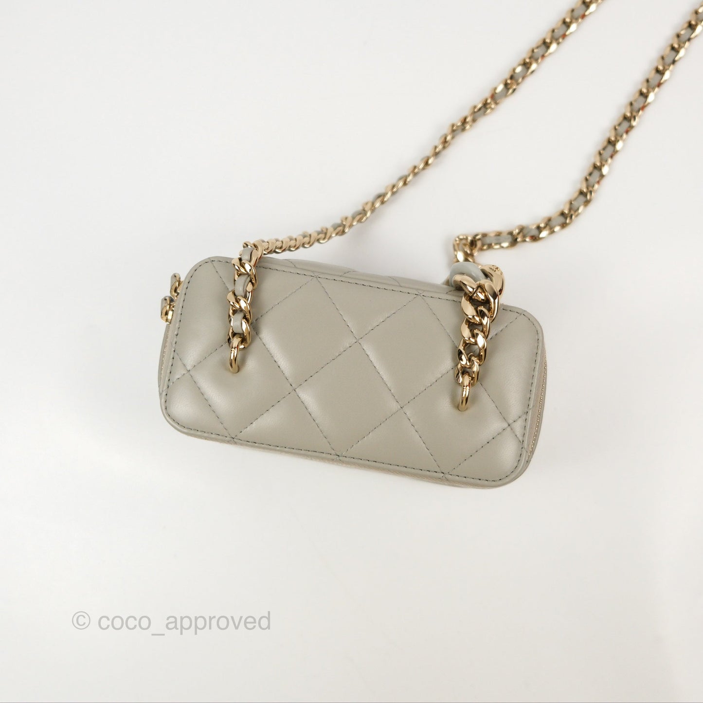 Chanel Vanity with Resin Chain Grey Lambskin Gold Hardware