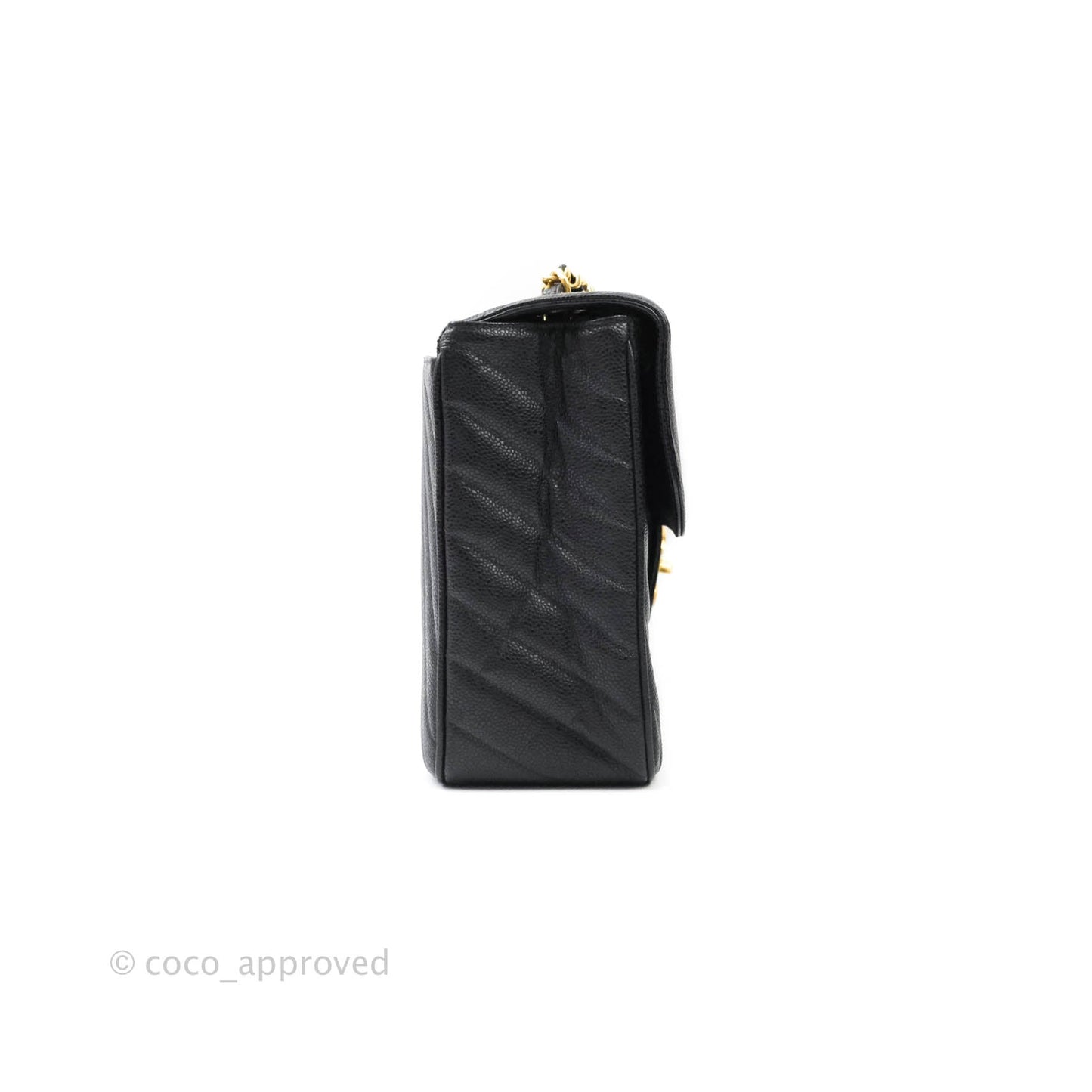 Chanel Vintage Chevron Maxi Classic Flap Black Caviar 24K Gold Hardware