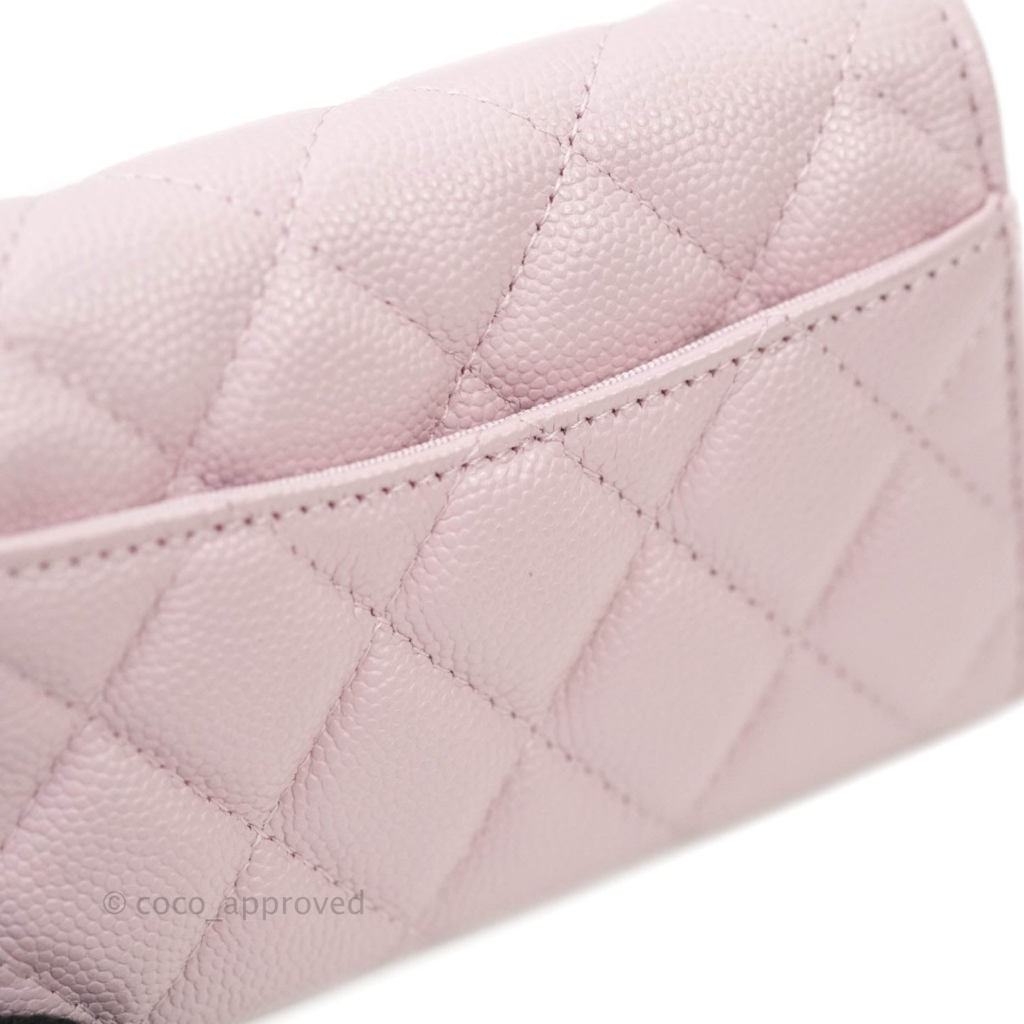 Chanel Caviar Quilted Flap Card Holder Lilac Rose Clair Gold Hardware 21S