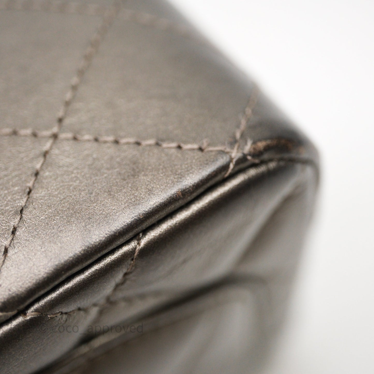 Chanel Mini Square Metallic Dark Grey Lambskin Dark Silver Hardware