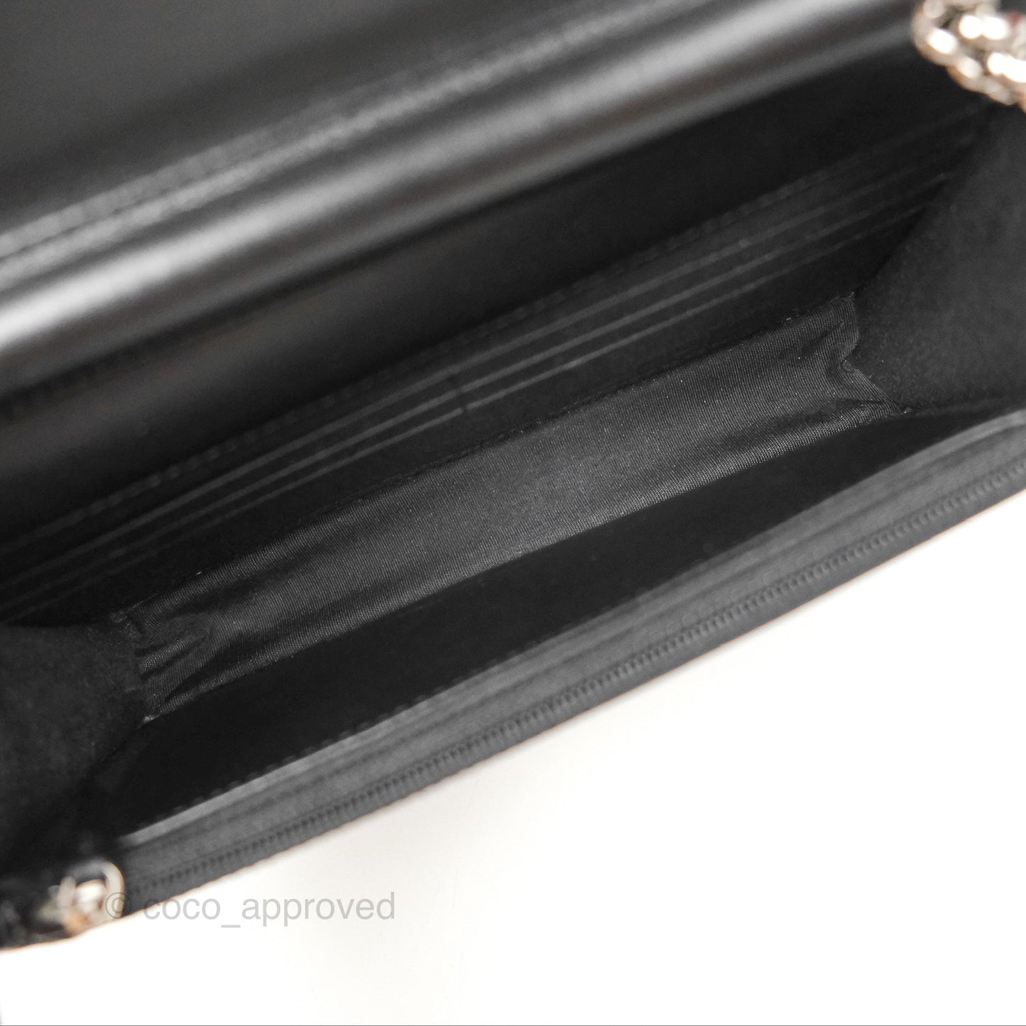 Chanel Chevron Boy Wallet on Chain WOC Black Caviar Silver Hardware