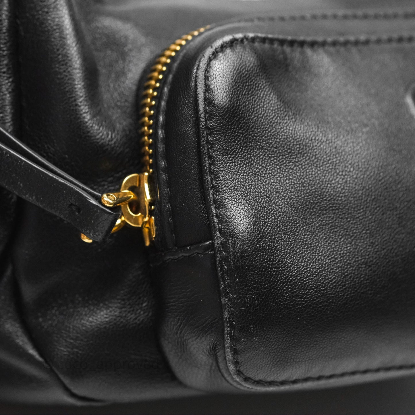 Miu Miu Nappa Leather Pocket Bag Black Lambskin Gold Hardware