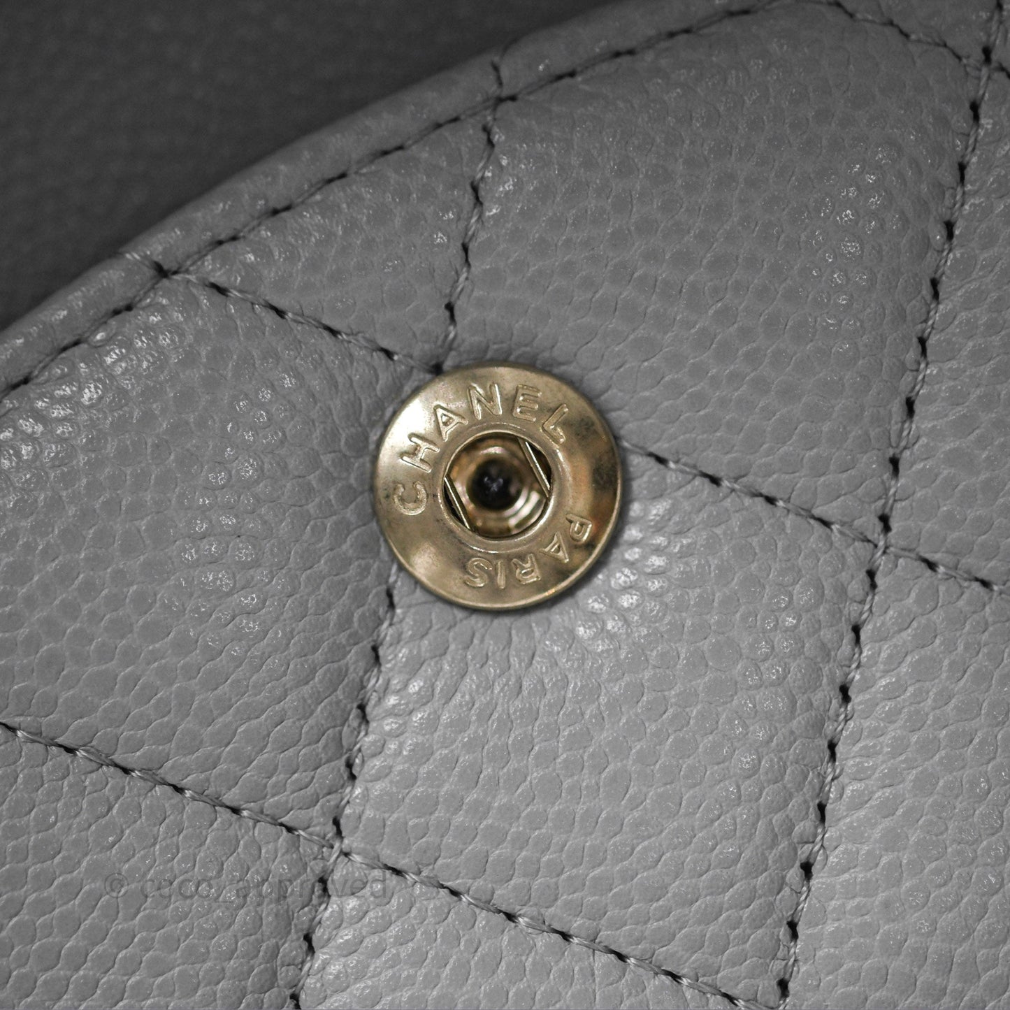 Chanel M/L Medium Classic Flap Quilted Grey Caviar Gold Hardware