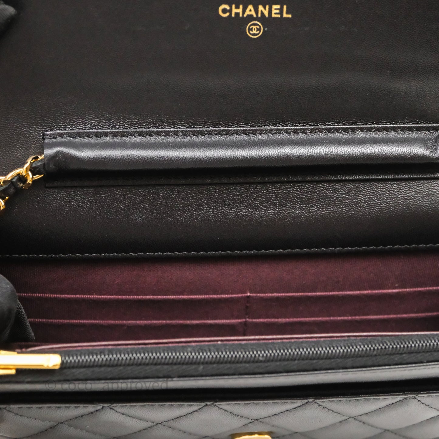 Chanel Quilted WOC Black Lambskin Gold Hardware