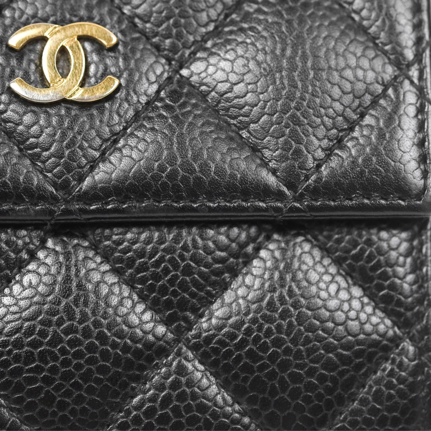 Chanel Quilted Short Flap Black Caviar Gold Hardware