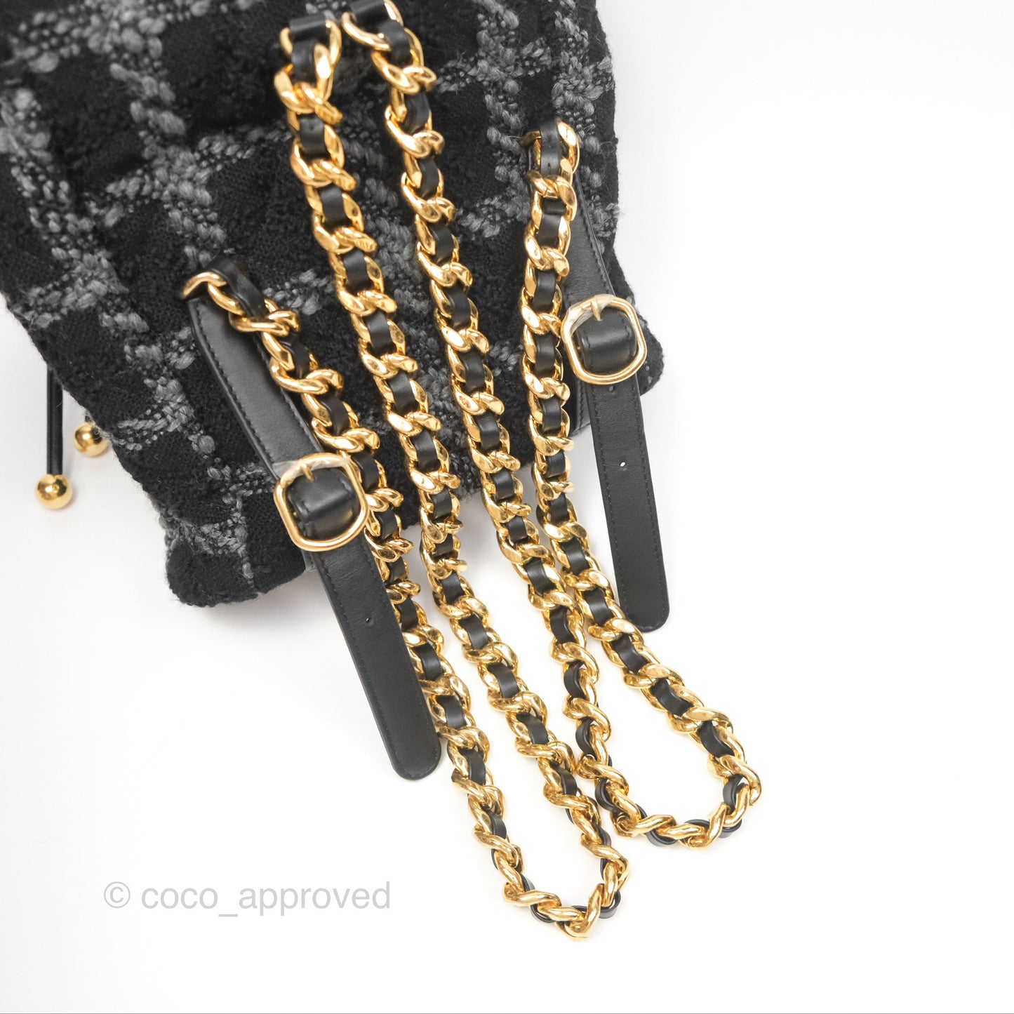 Chanel Duma Backpack Black Tweed Aged Gold Hardware 22K