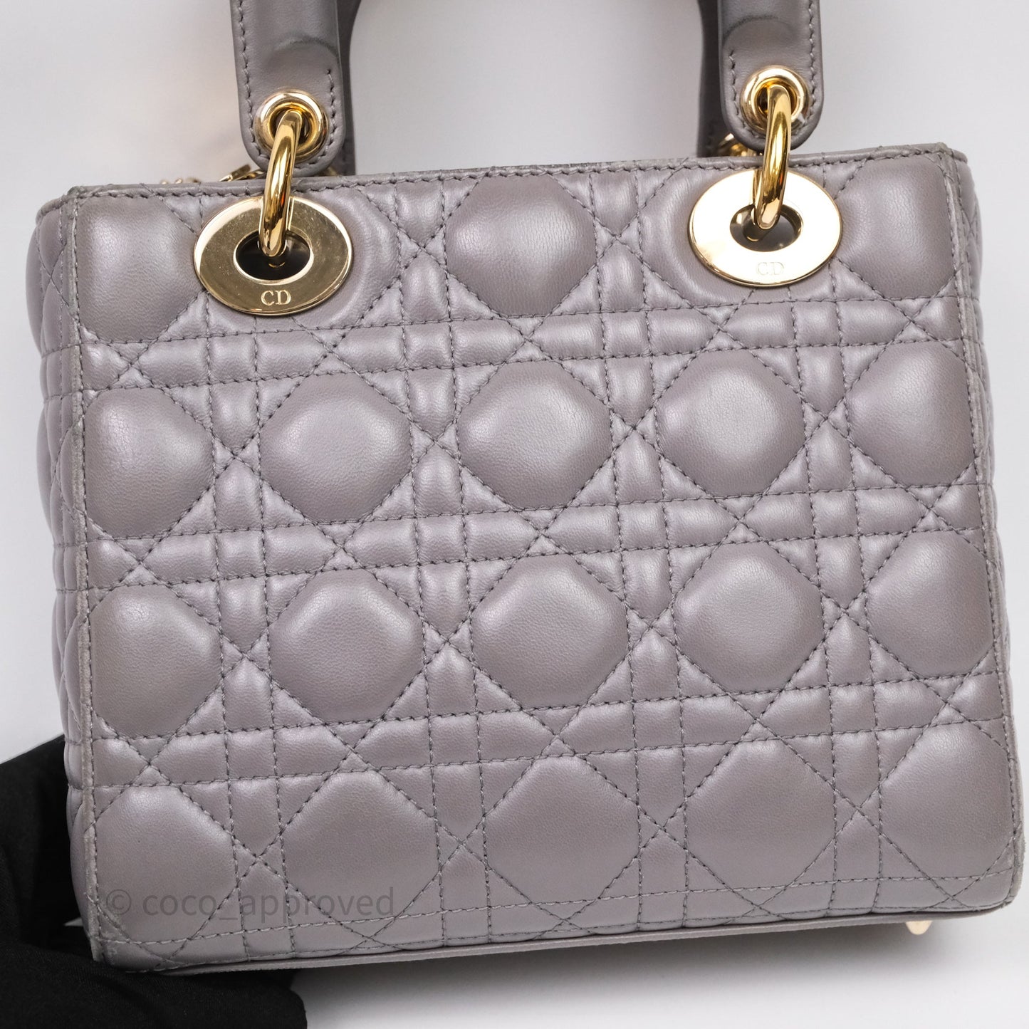 Christian Dior Small Lady Dior My ABCDior Bag Stone Gray Cannage Lambskin