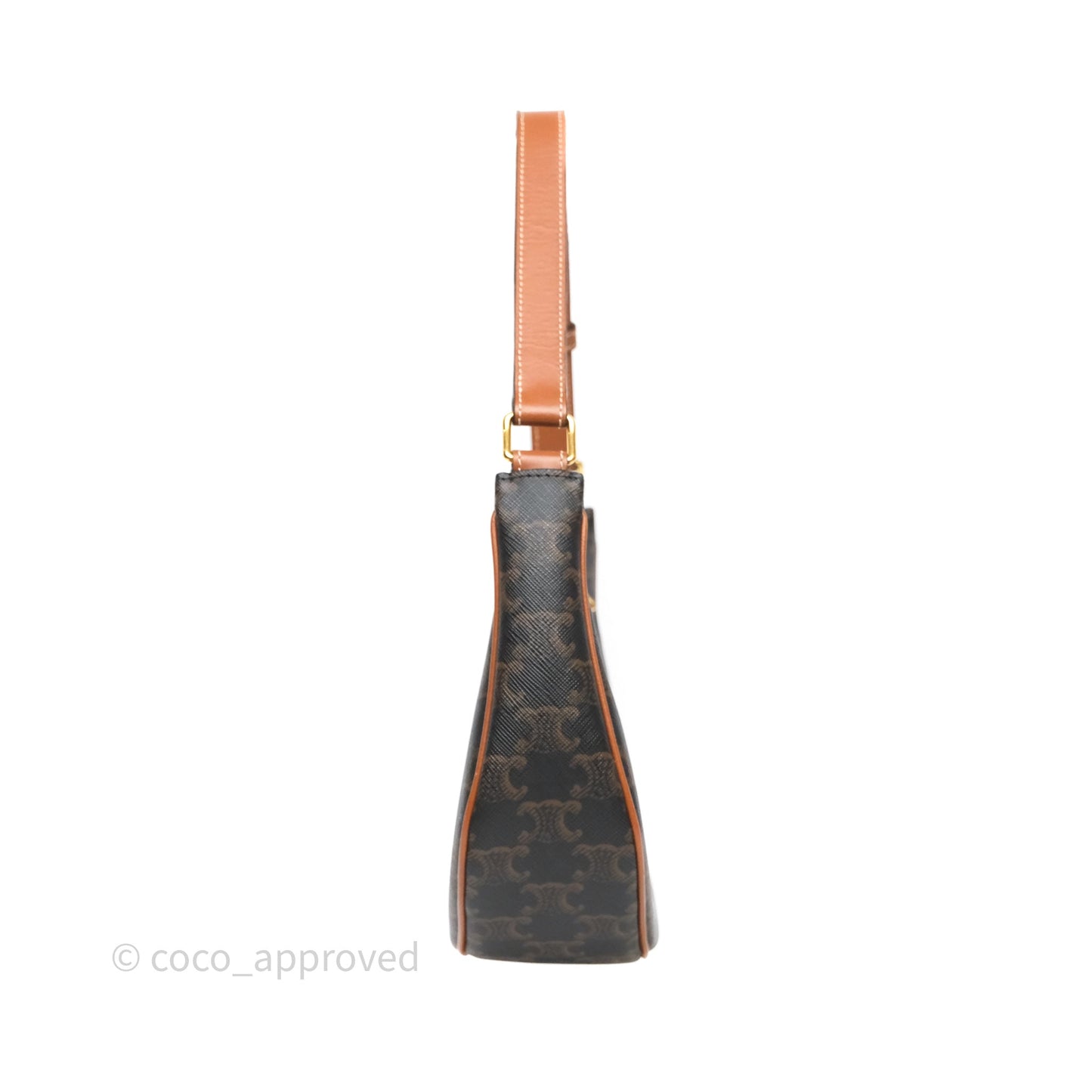 Celine Medium Ava Bag In Triomphe Canvas Calfskin Tan
