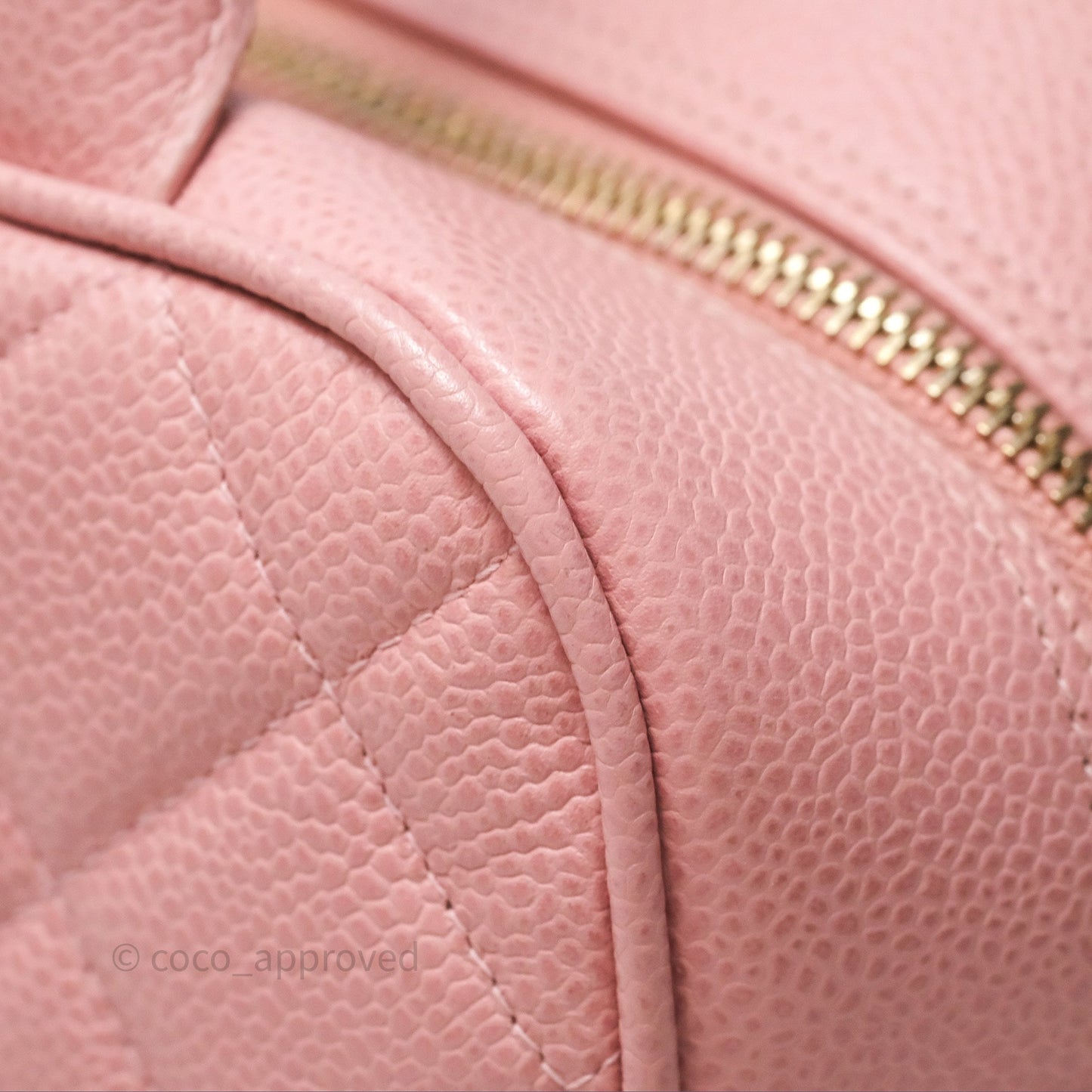 Chanel Vintage Mini CC Boston Bag Sakura Pink Caviar Gold Hardware