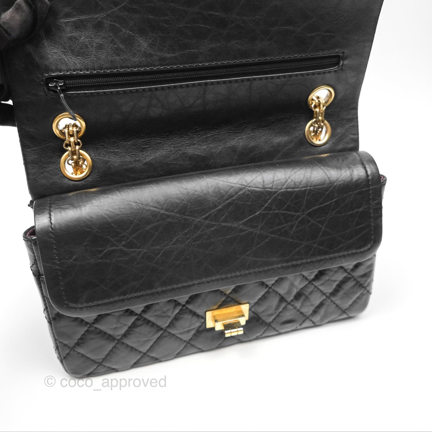 Chanel Reissue 225 Quilted Black Aged Calfskin Aged Gold Hardware