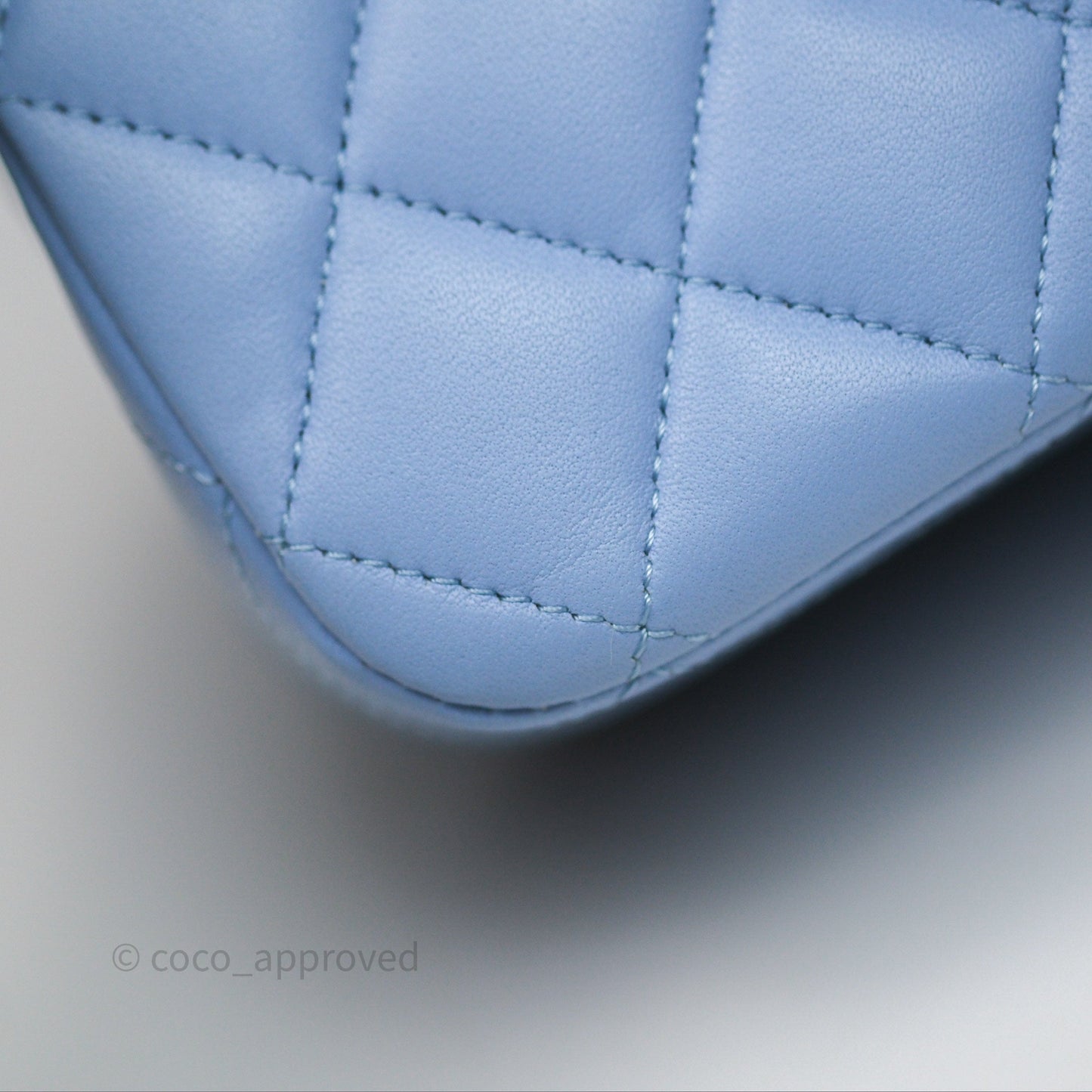 Chanel Classic M/L Medium Flap Quilted Sky Blue Lambskin Gold Hardware