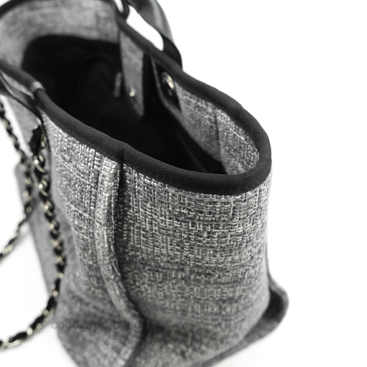 Chanel Large Deauville Charcoal Grey Tweed