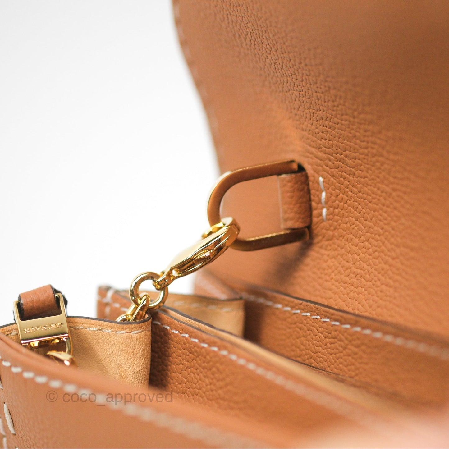Delvaux Brillant Long Wallet Chain Surpiqué Vegetal Ivory Rodeo Calf