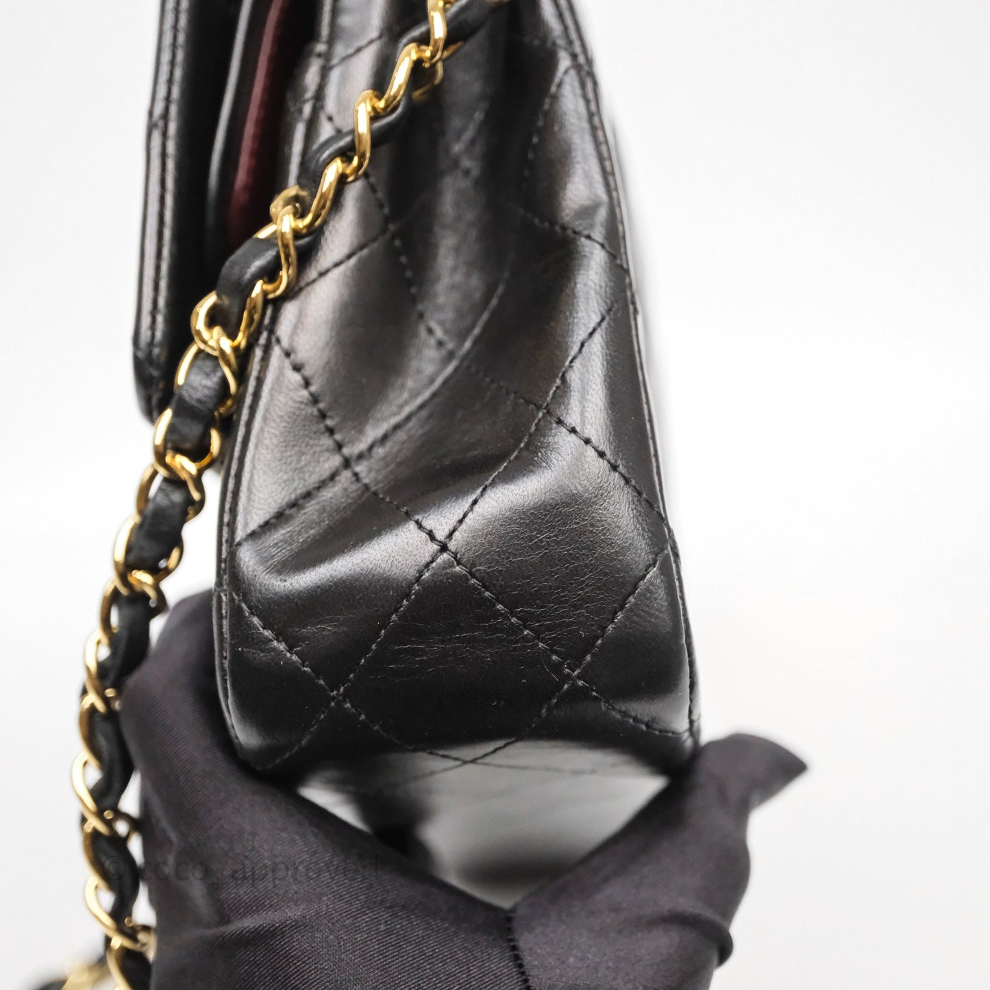 Chanel Classic M/L Medium Flap Quilted Black Lambskin Gold Hardware