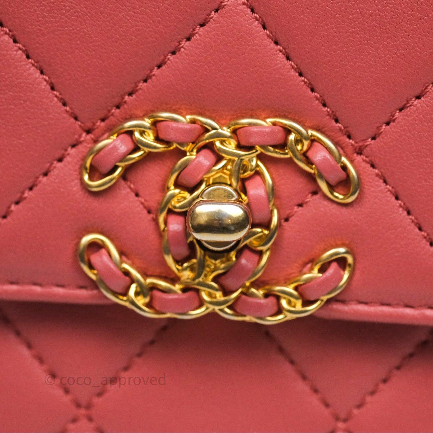 Chanel Quilted Small Chain Infinity Handle Bag Pink Lambskin Aged Gold Hardware