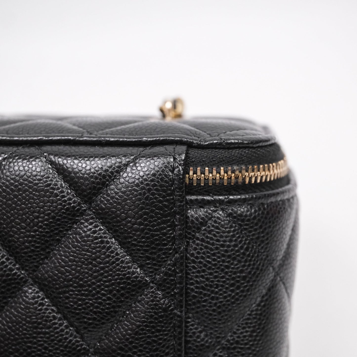 Chanel Vanity Rectangular With Chain Black Caviar Gold Hardware
