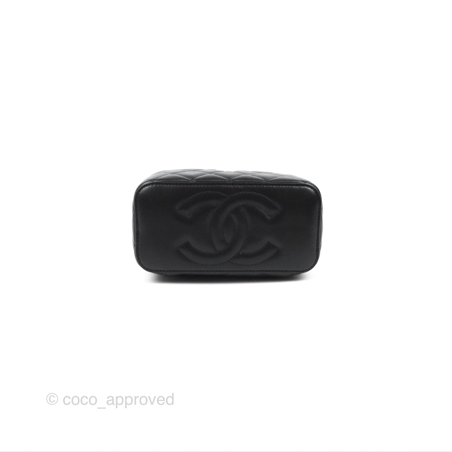 Chanel Vanity Rectangular Top Handle Black Lambskin Gold Hardware