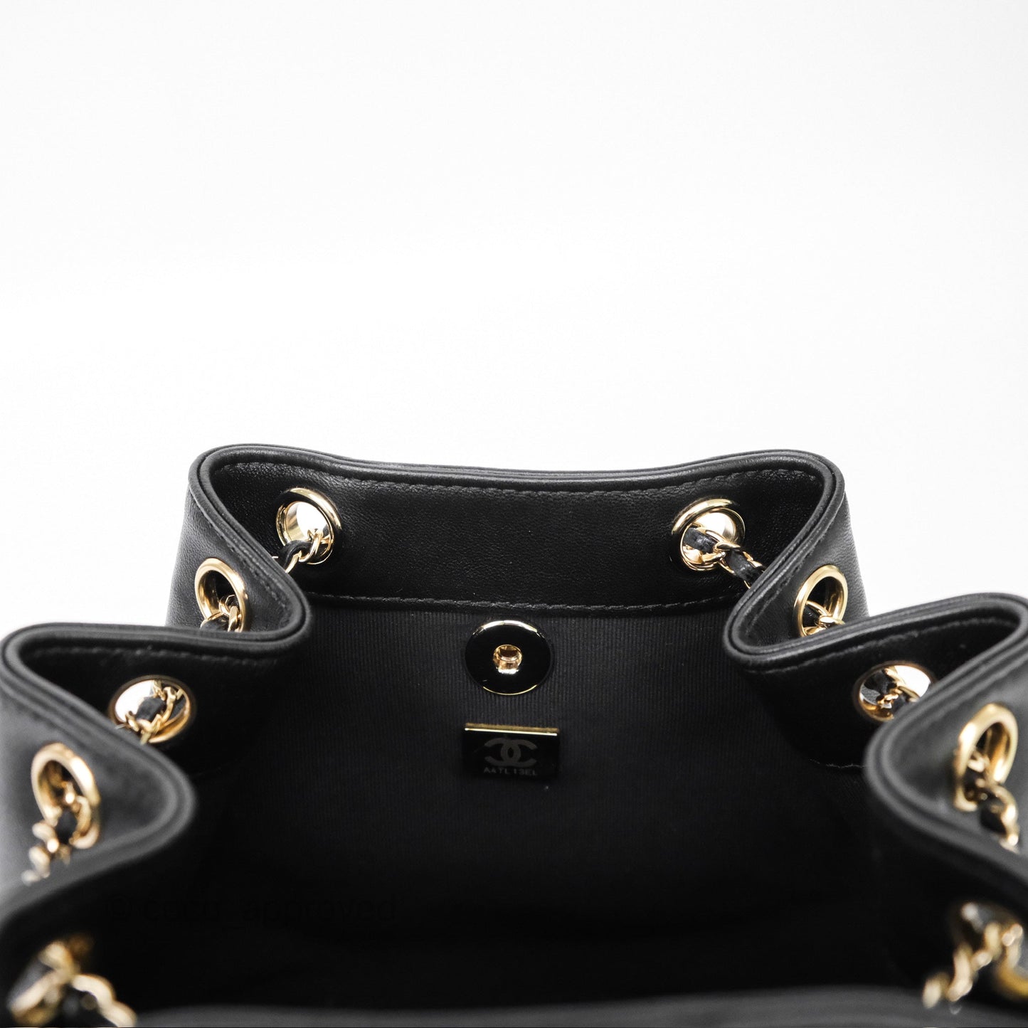 Chanel Small Duma Drawstring Backpack Black Lambskin Gold Hardware