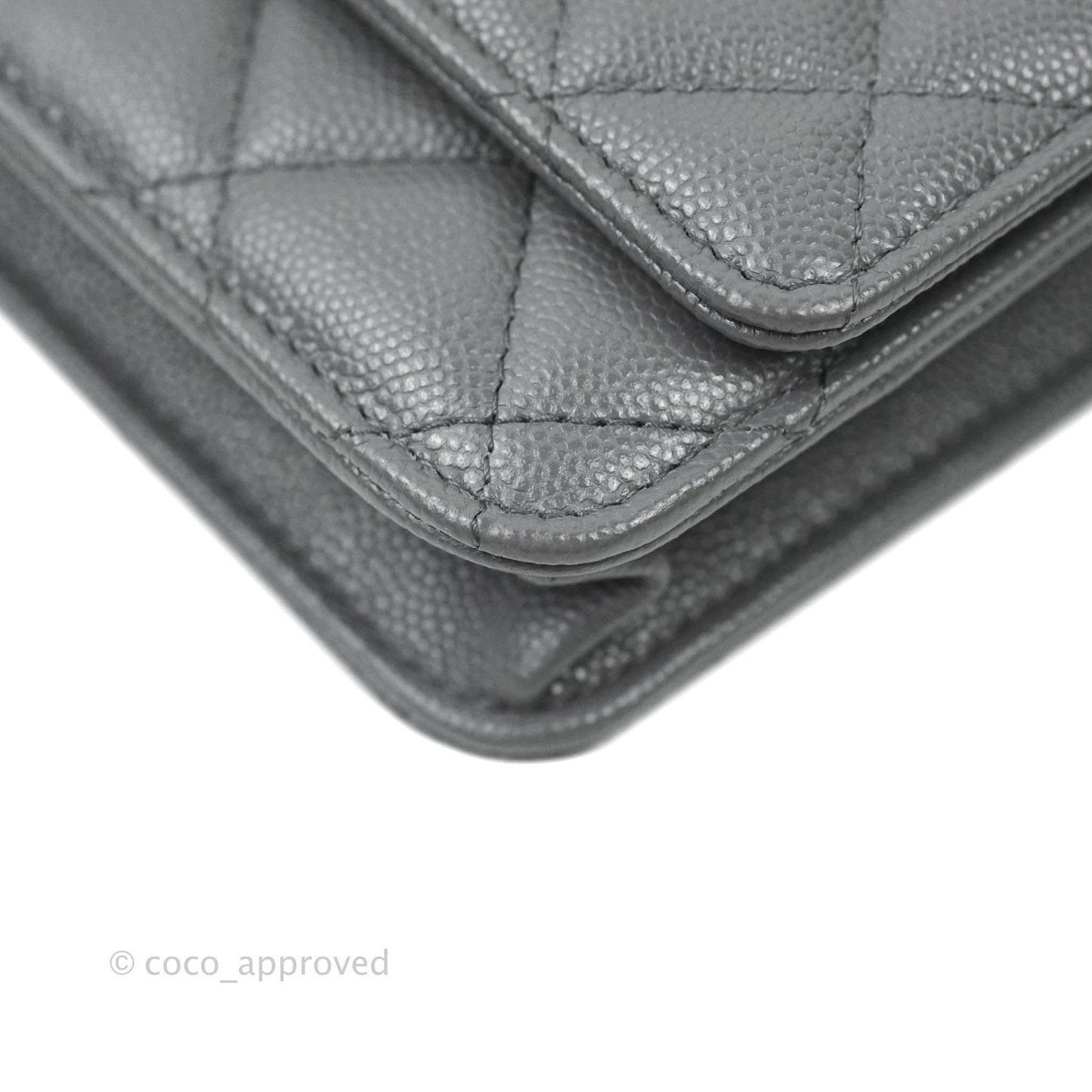Chanel Wallet On Chain WOC Caviar Grey Gold Hardware