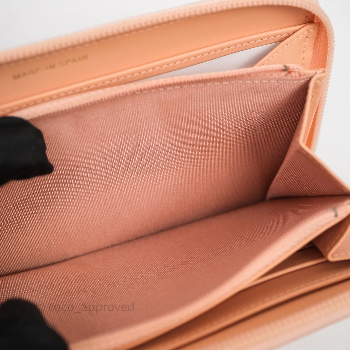 Chanel Boy Zip Long Wallet Pink Caviar Gold Hardware