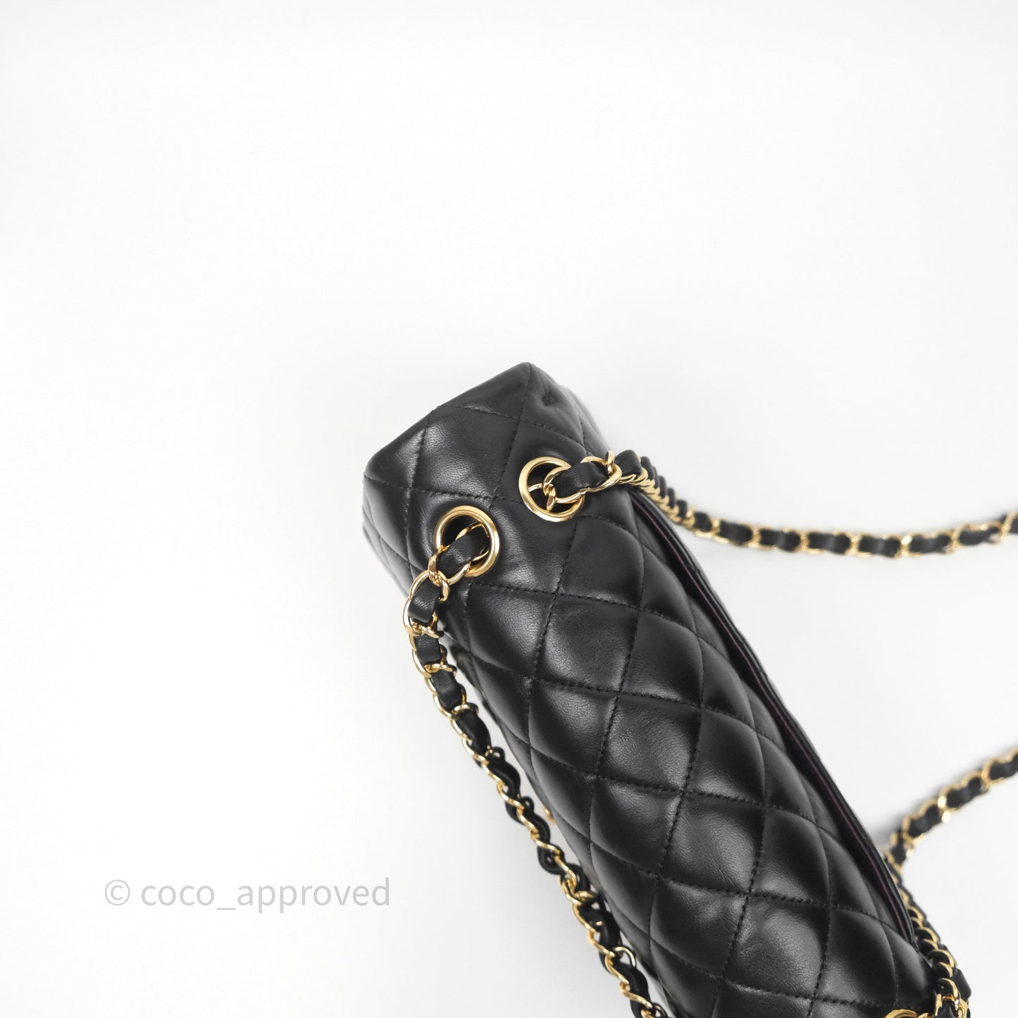Chanel Classic M/L Medium Flap Quilted Black Lambskin Gold Hardware