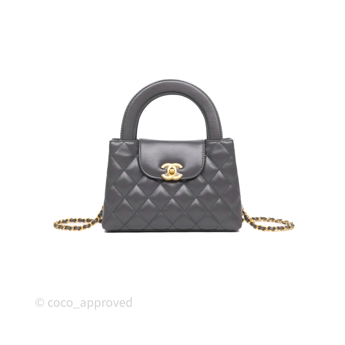 Chanel Kelly Bag Quilted Grey Shiny Crumpled Calfskin Aged Gold Hardware