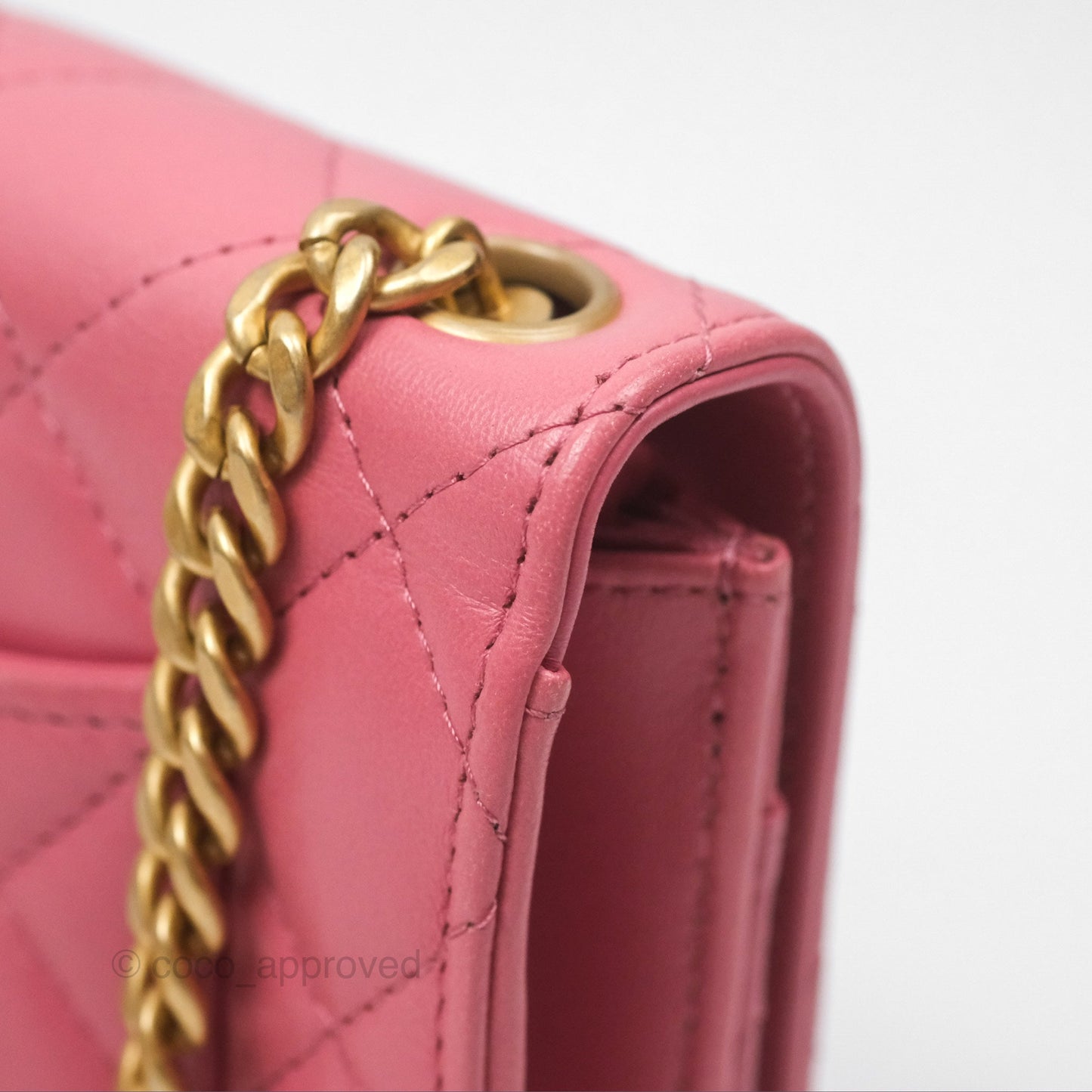 Chanel All Slide Wallet on Chain WOC Adjustable Chain Quilted Pink Lambskin