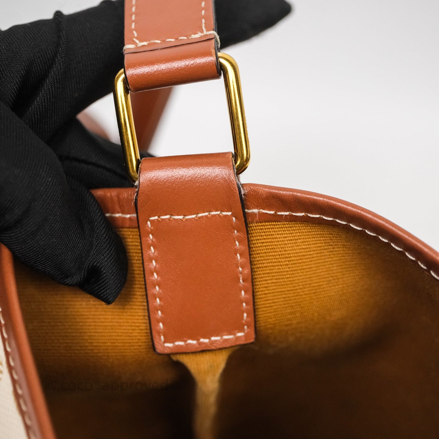 Celine Small Bucket Triomphe Canvas Grege Calfskin