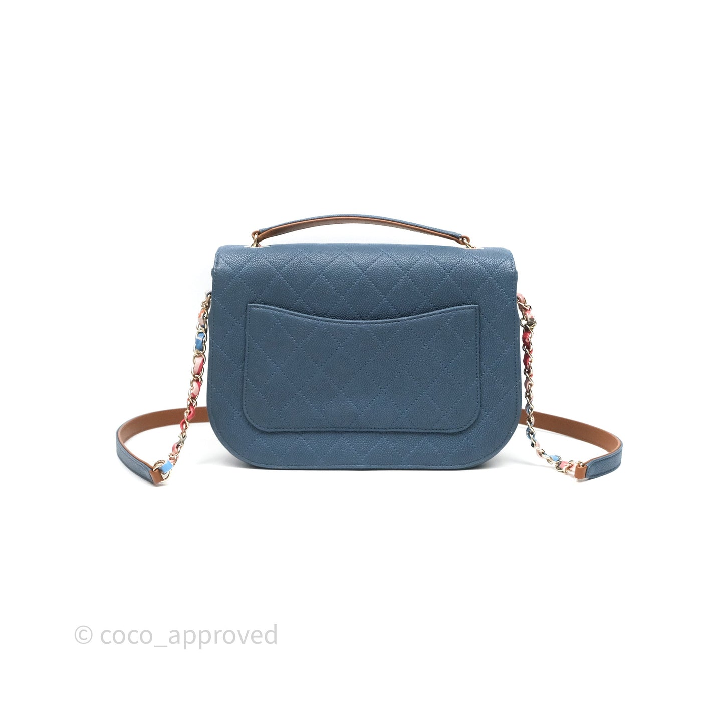 Chanel Medium Cuba Top Handle Flap Bag Blue Caviar Gold Hardware