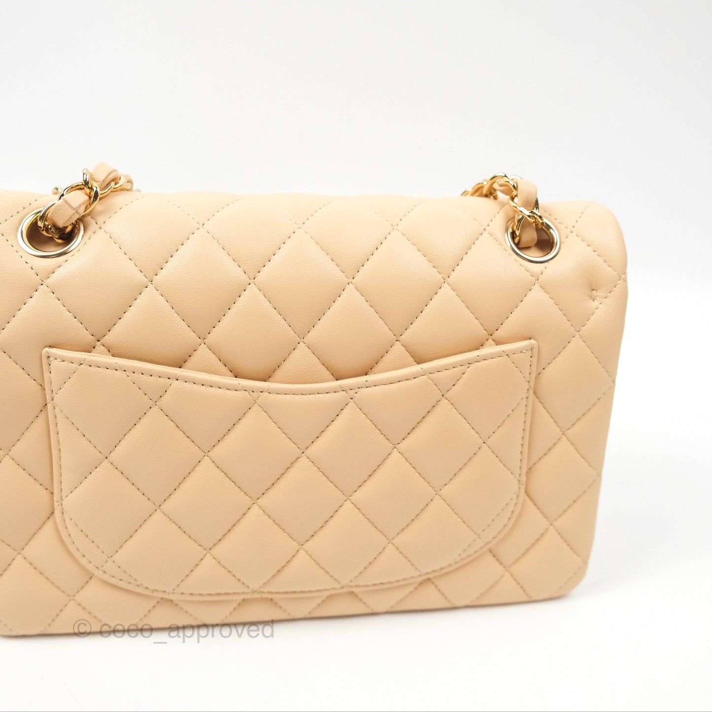 Chanel Small Quilted Classic Flap Beige Lambskin Gold Hardware