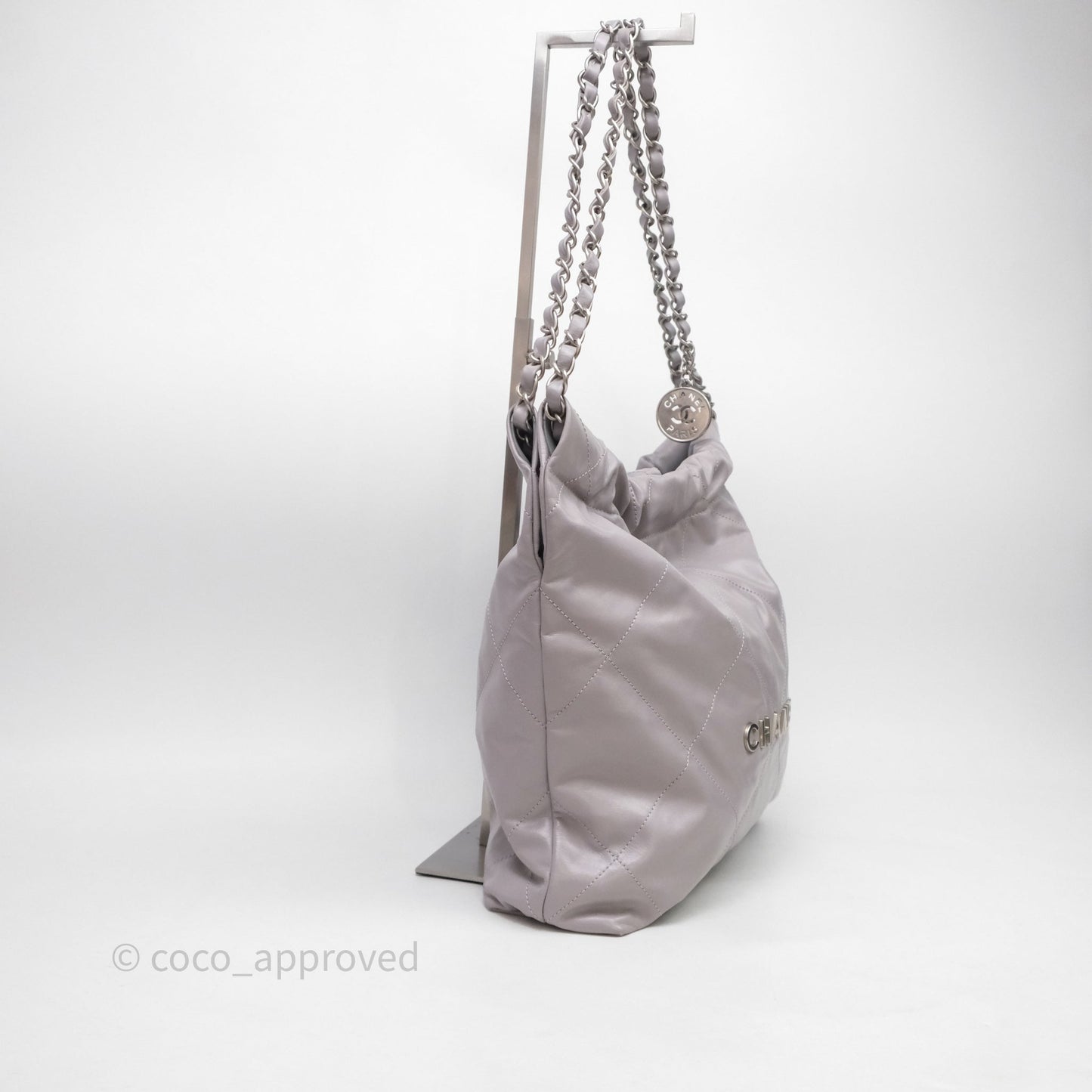 Chanel 22 Small Grey Aged Calfskin Matte Silver Hardware