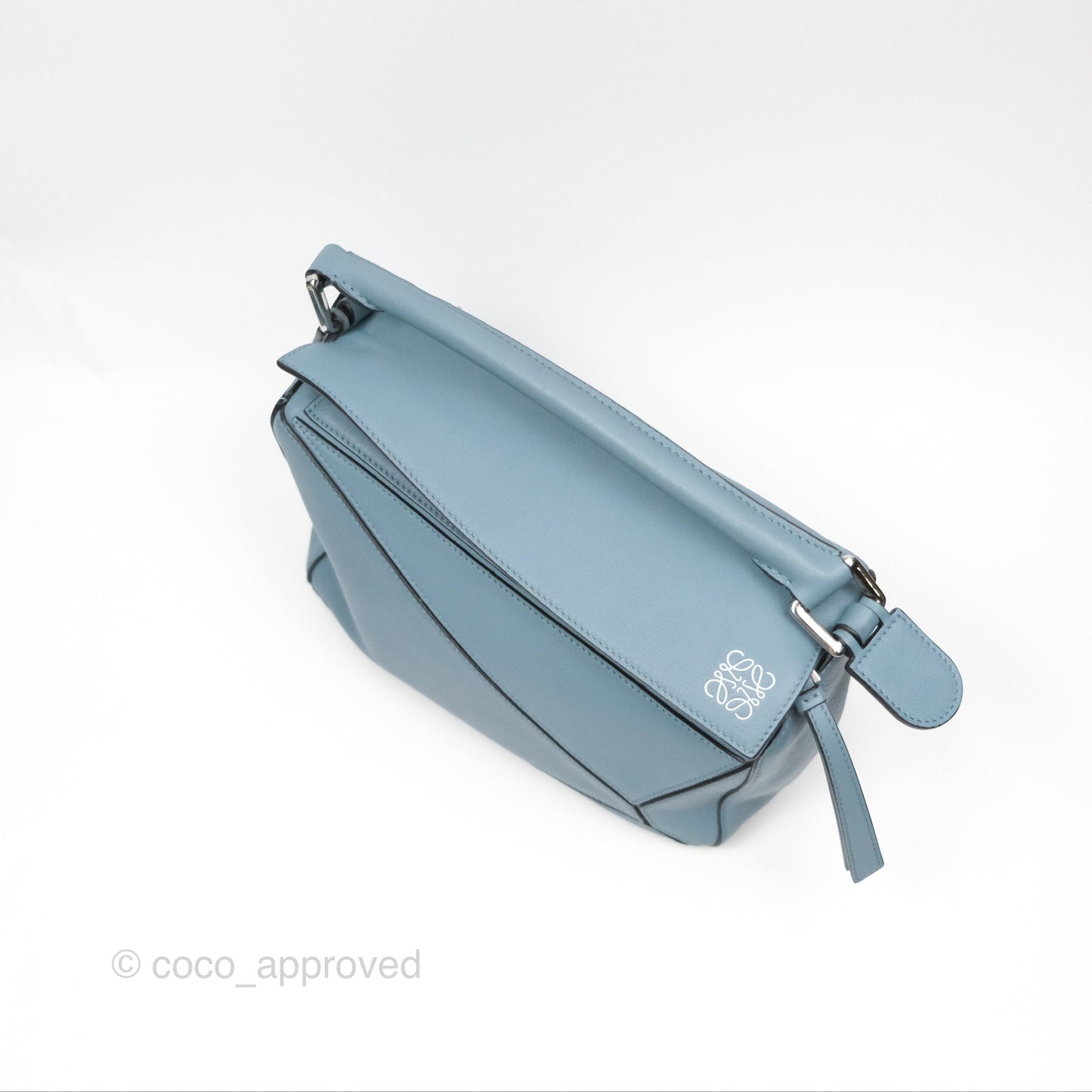 Loewe Small Puzzle Bag Stone Blue Calfskin Gold Hardware
