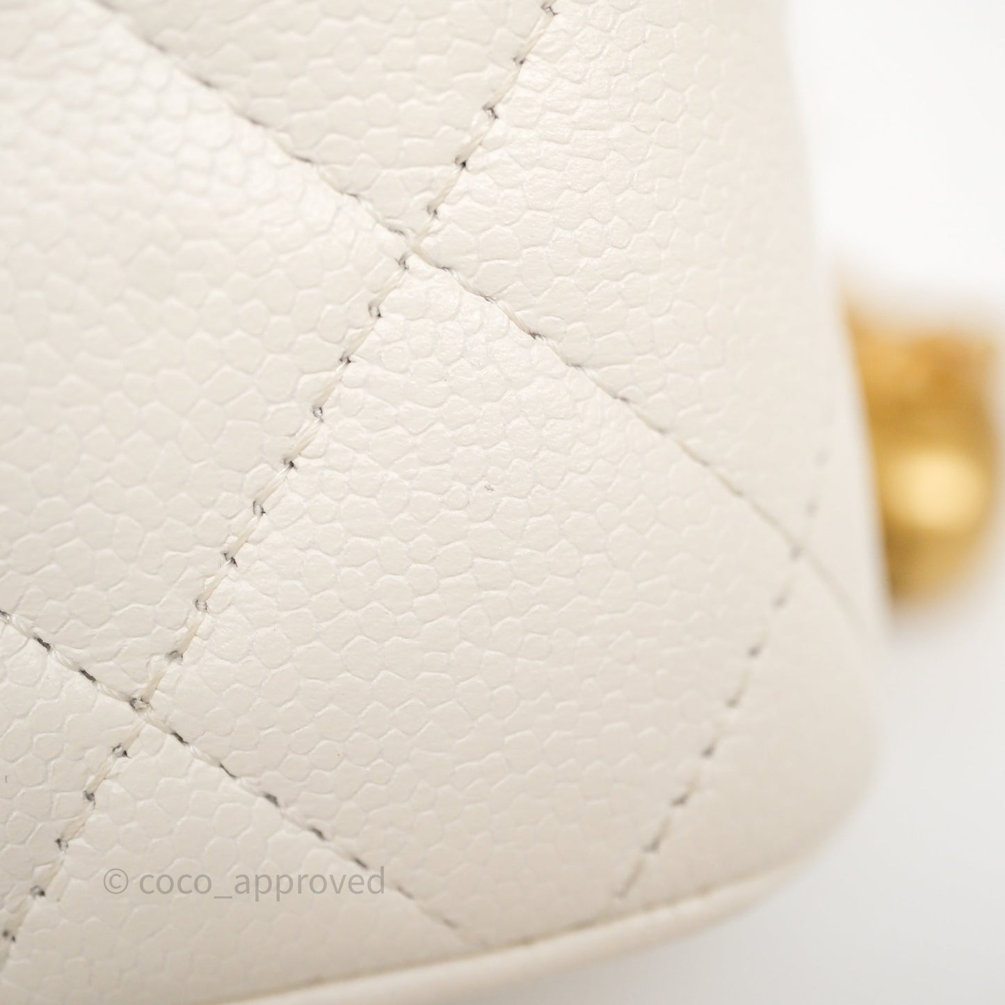 Chanel Heart Crush Mini Vanity With Chain White Caviar Aged Gold Hardware