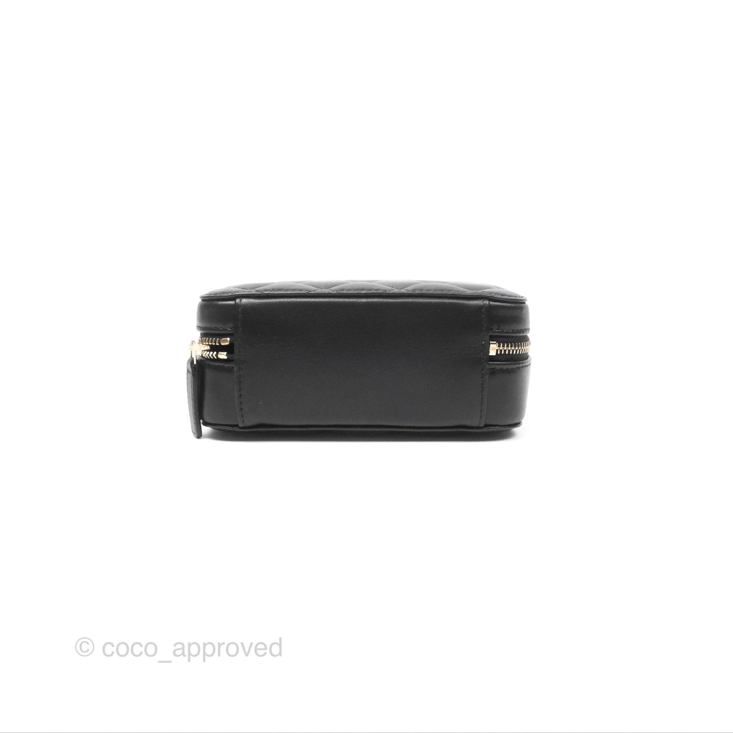 Chanel Pearl Crush Mini Camera Case Quilted Black Lambskin Aged Gold Hardware