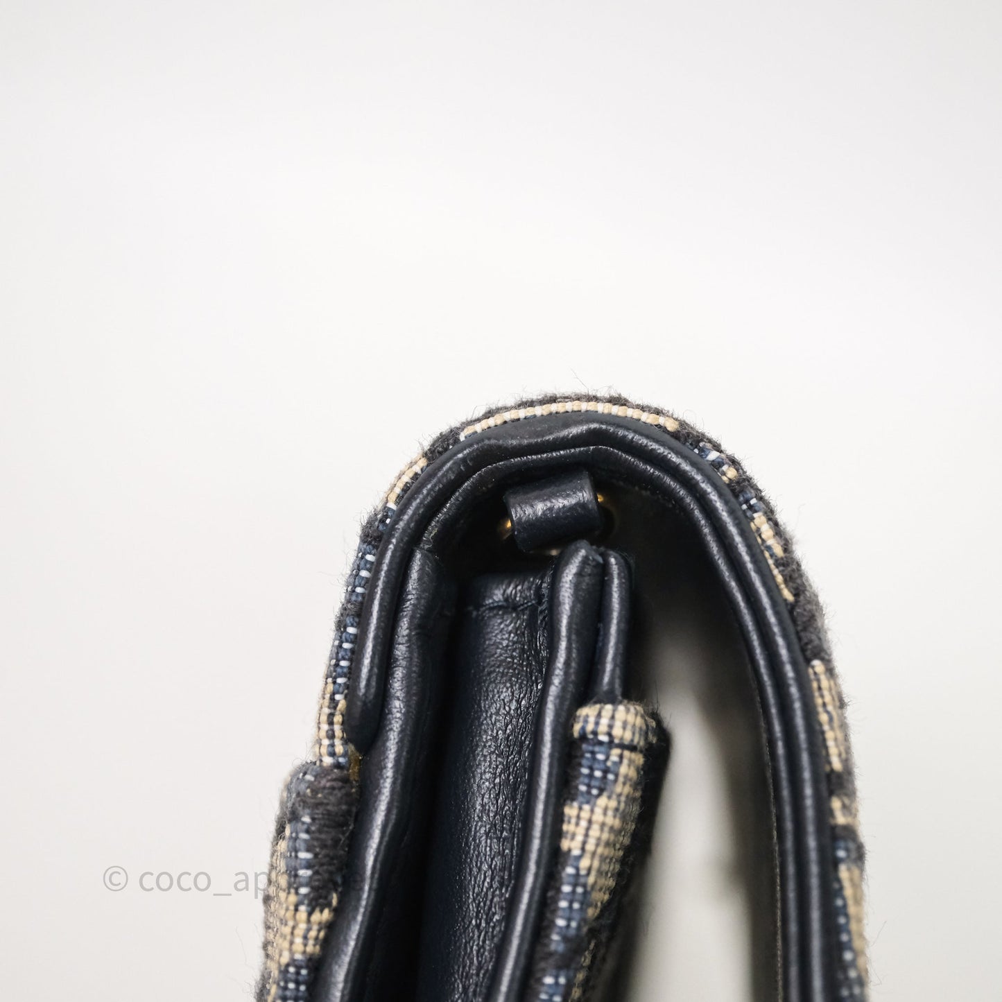 Christian Dior Small Saddle Pouch Wallet with Chain Blue Dior Oblique Jacquard