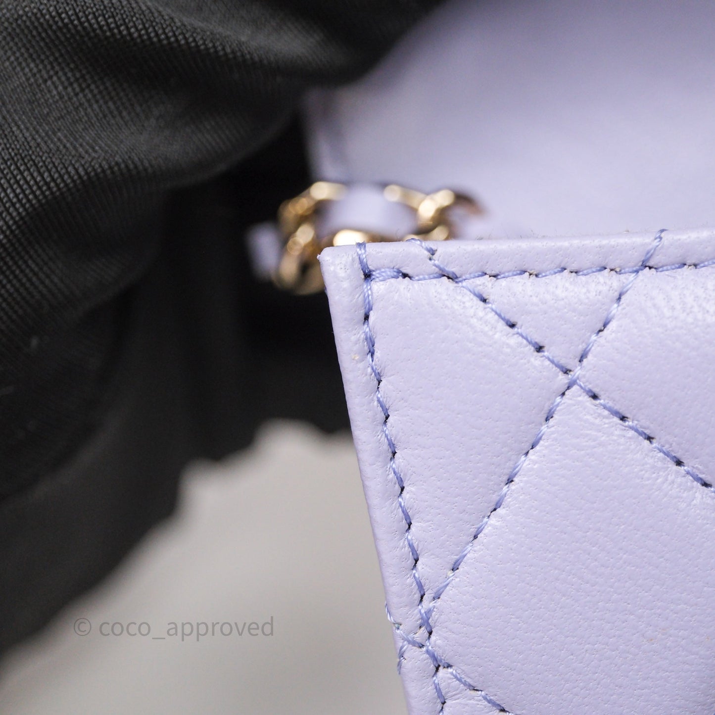 Chanel Mini Handle Flap Coin Purse With Chain Lilac Lambskin Gold Hardware