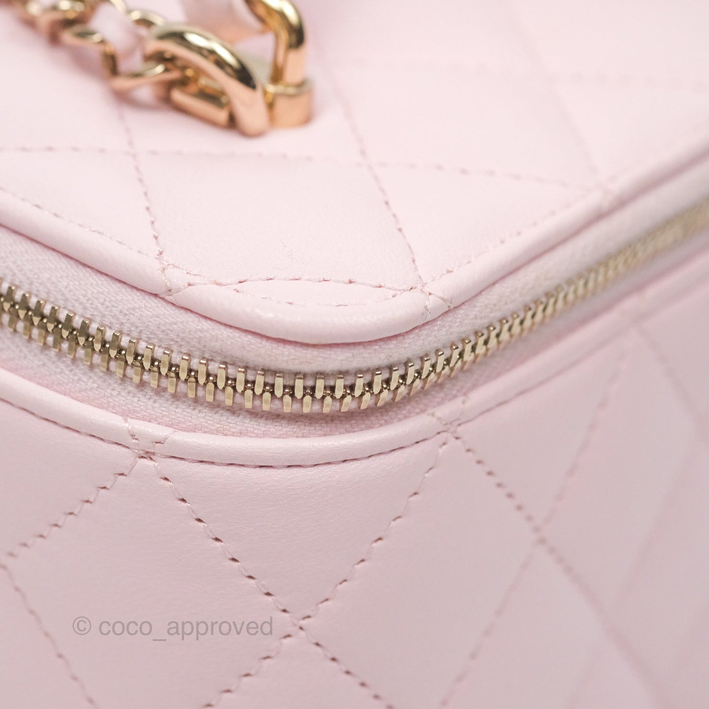 Chanel Vanity Rectangular Top Handle Light Pink Lambskin Gold Hardware
