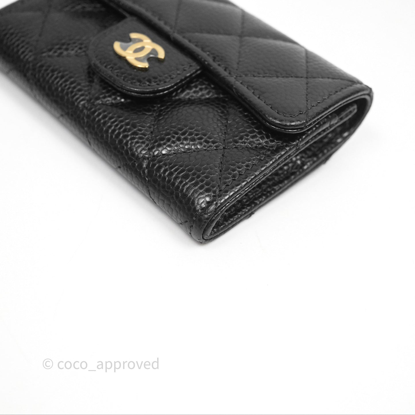 Chanel Quilted Flap Card Holder Caviar Black Gold Hardware