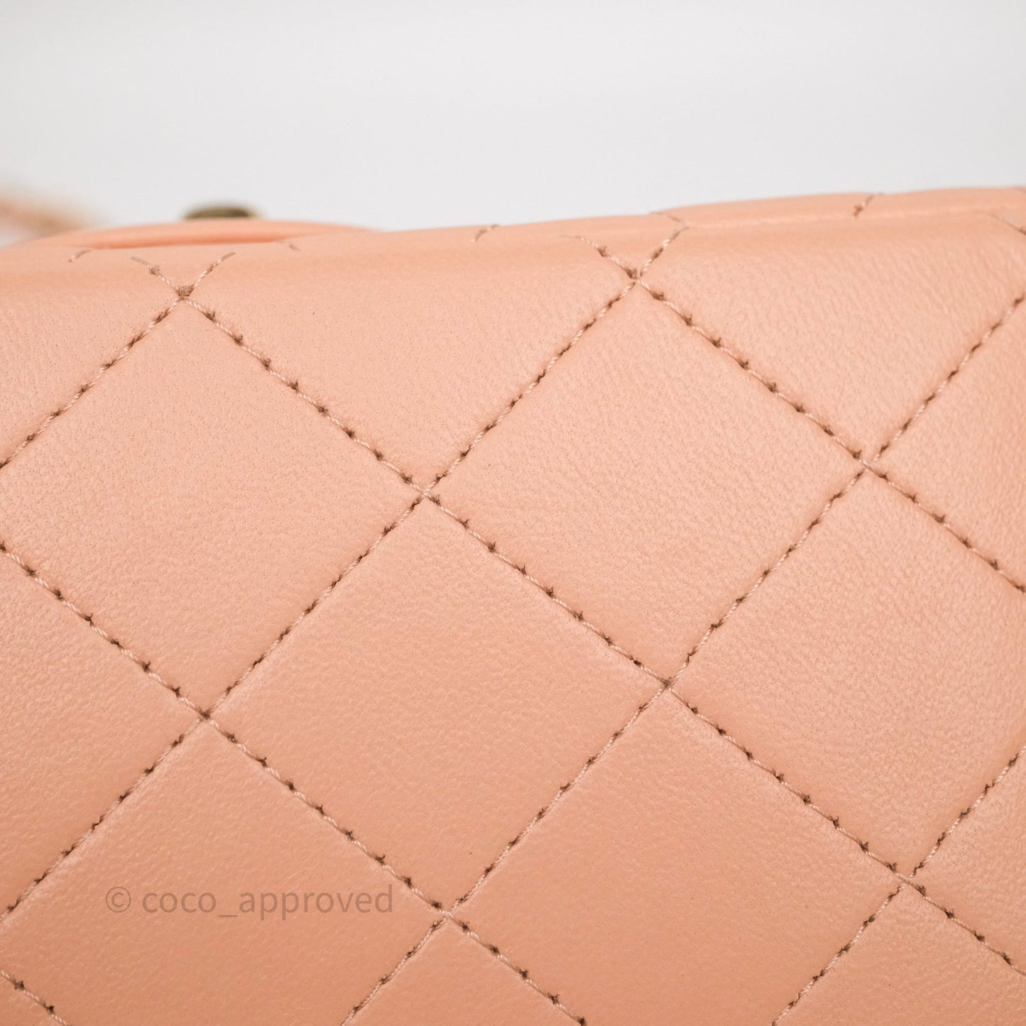 Chanel Mini Square Flap Quilted Orange Clair Lambskin Gold Hardware