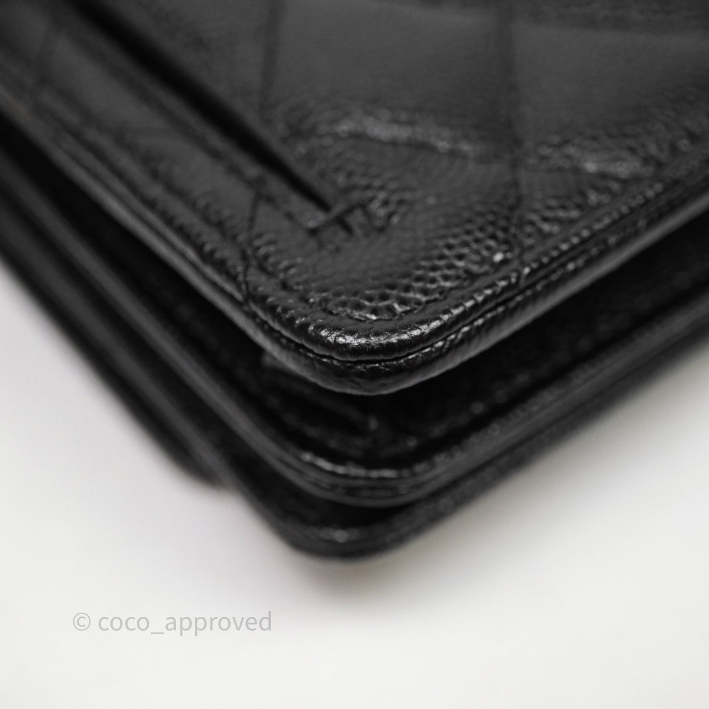 Chanel Quilted Mini Wallet on Chain WOC Black Caviar Gold Hardware