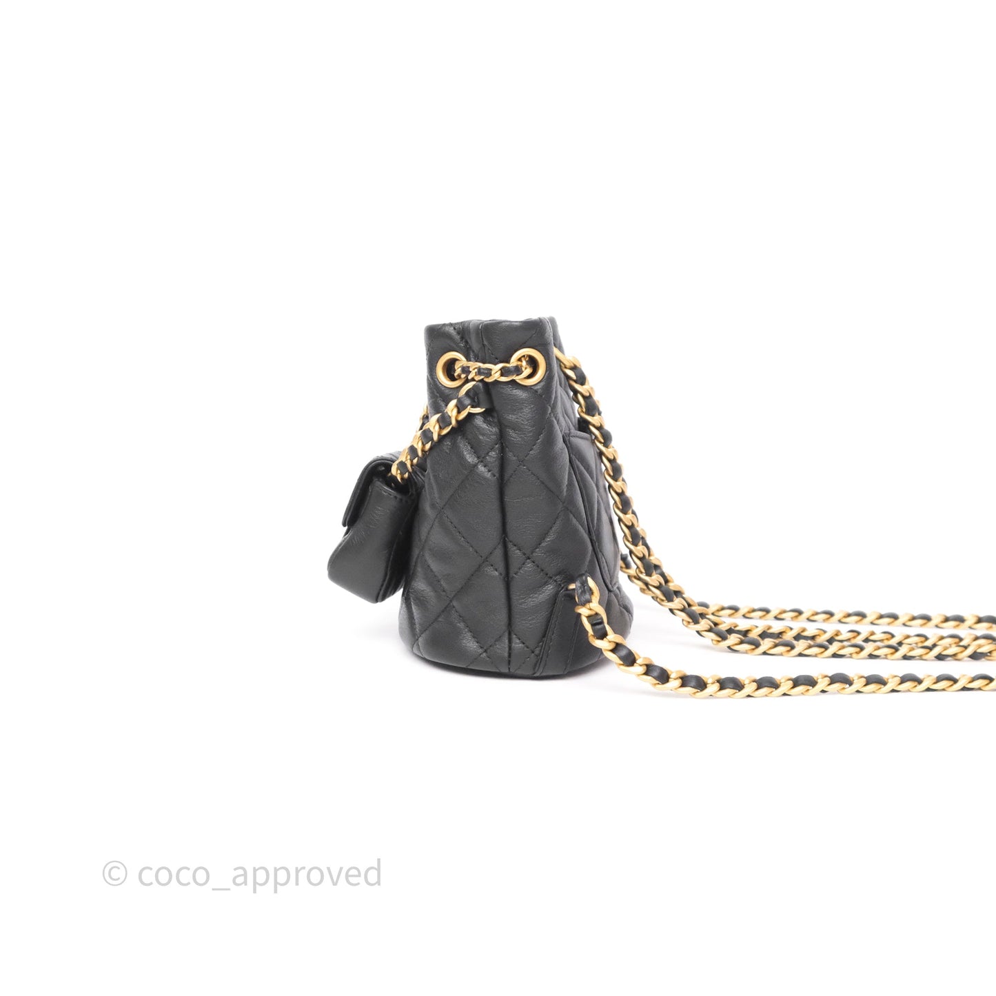 Chanel Mini Backpack Black Crumpled Calfskin Aged Gold Hardware 23A