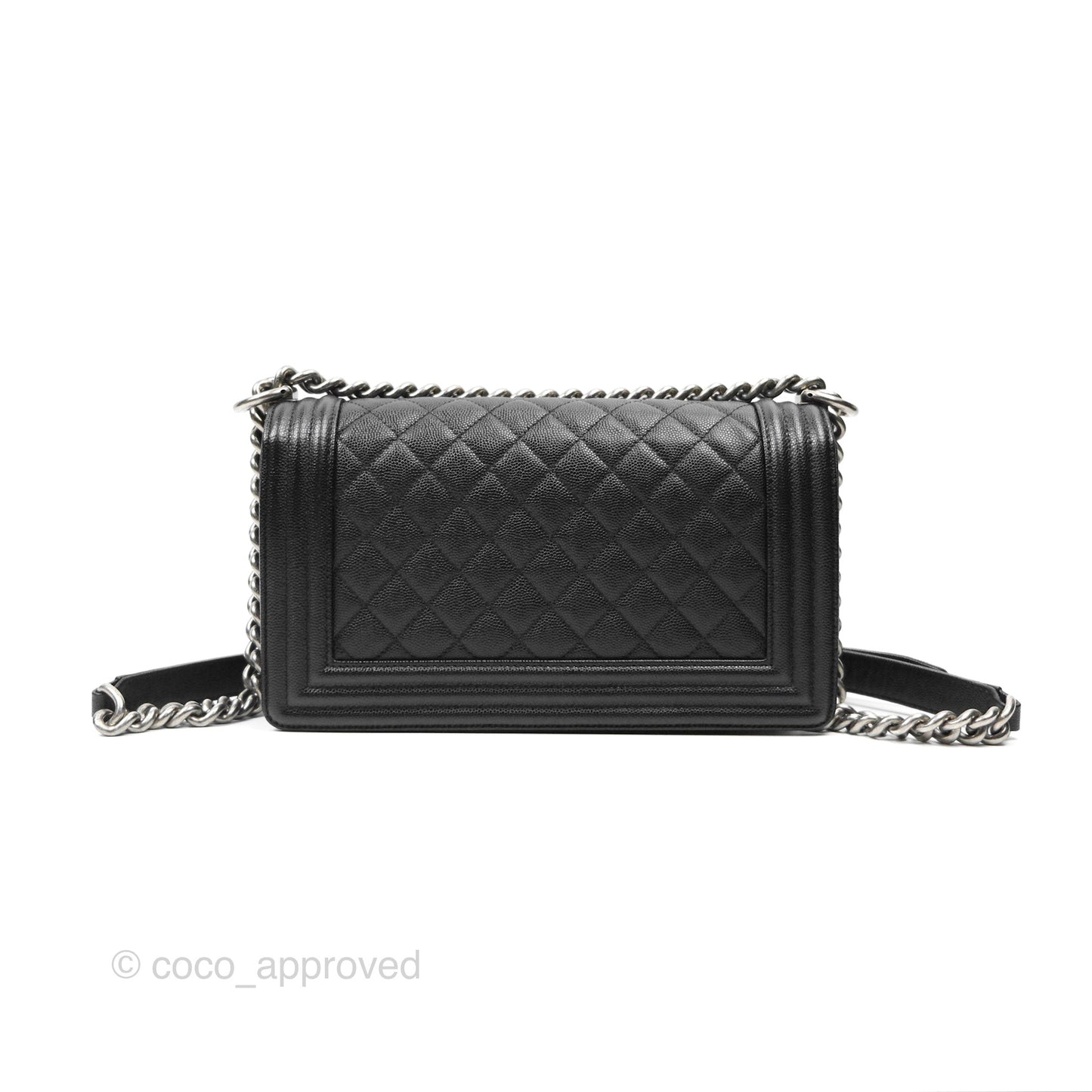 Chanel Quilted Medium Boy Black Caviar Ruthenium Hardware