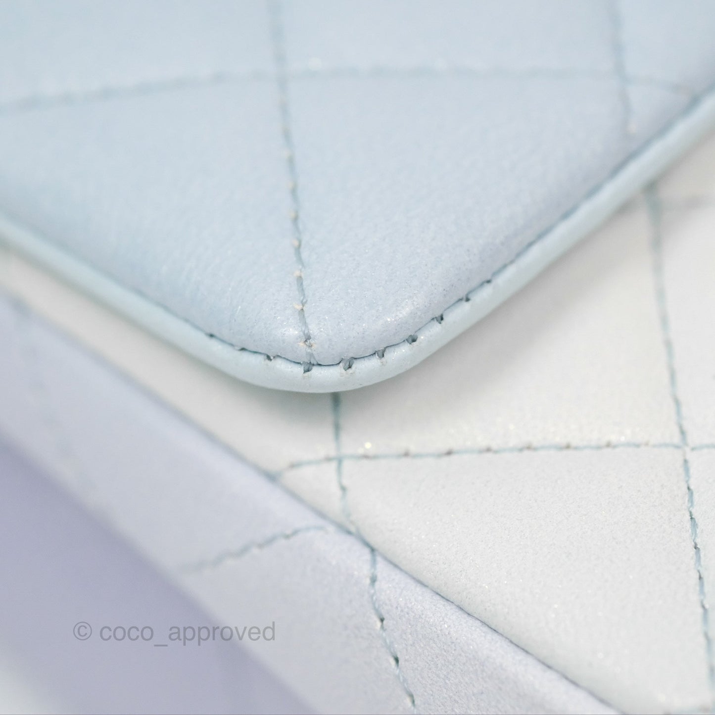 Chanel Quilted Mini Rectangular Flap Ombre Light Blue/Light Purple/White Iridescent Silver Hardware 21K