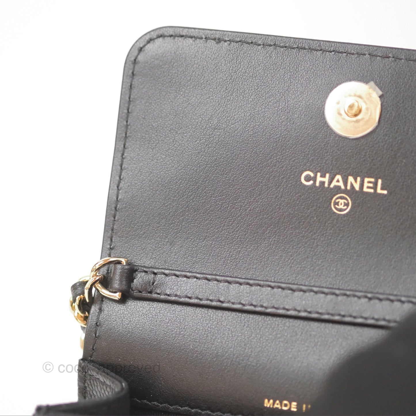 Chanel Mini Clutch with Ribbon Bow Chain Black Caviar Gold Hardware 23S